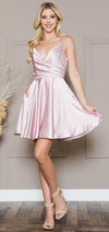 Load image into Gallery viewer, LA Merchandise LAABZ013S Simple Satin Short Bridesmaids Dress - BLUSH - LA Merchandise