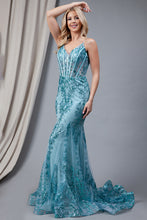 Load image into Gallery viewer, LA Merchandise LAABZ015 Wholesale Detailed Glitter Long Prom Dresses - AQUA - LA Merchandise