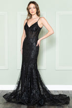 Load image into Gallery viewer, LA Merchandise LAABZ015 Wholesale Detailed Glitter Long Prom Dresses - BLACK - LA Merchandise