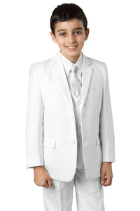 LA Merchandise LAB347HSAH Five Pc Boys Solid Husky Suit - 07-WHITE - Boys suits LA Merchandise