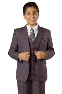 LA Merchandise LAB361SA 6 Piece Formal Boys Sharkskin Suit - DARK LAVENDER - Boys suits LA Merchandise