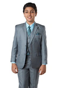 LA Merchandise LAB361SA 6 Piece Formal Boys Sharkskin Suit - GREY - Boys suits LA Merchandise