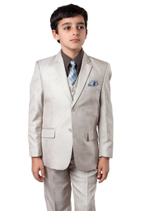 LA Merchandise LAB361SA 6 Piece Formal Boys Sharkskin Suit - LIGHT BEIGE - Boys suits LA Merchandise