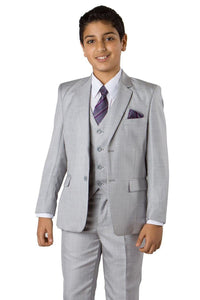 LA Merchandise LAB361SA 6 Piece Formal Boys Sharkskin Suit - LIGHT GREY - Boys suits LA Merchandise