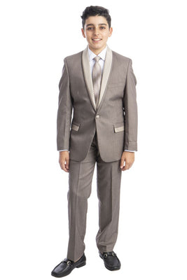 LA Merchandise LAB365SA 5 Piece Formal Boys Two tone Suit - CAFE - Boys suits LA Merchandise