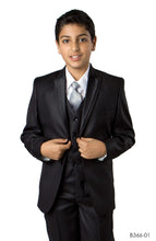 Load image into Gallery viewer, LA Merchandise LAB366SA 5 pc Formal Boys Houndstooth Pattern Suit - BLACK - Boys suits LA Merchandise