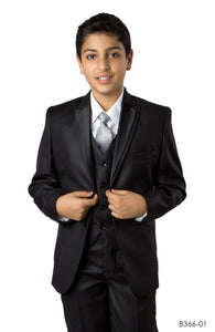 LA Merchandise LAB366SA 5 pc Formal Boys Houndstooth Pattern Suit - BLACK - Boys suits LA Merchandise