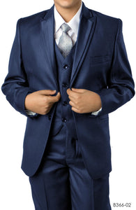 LA Merchandise LAB366SA 5 pc Formal Boys Houndstooth Pattern Suit - BLUE - Boys suits LA Merchandise