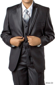 LA Merchandise LAB366SA 5 pc Formal Boys Houndstooth Pattern Suit - GRAY - Boys suits LA Merchandise