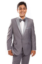 Load image into Gallery viewer, LA Merchandise LABT187SA 4 Piece Classy Boys Tuxedo Suit - GREY WITH GREY TRIM - Boys suits LA Merchandise