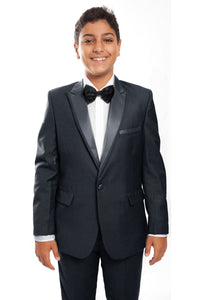 LA Merchandise LABT187SA 4 Piece Classy Boys Tuxedo Suit - NAVY WITH NAVY TRIM - Boys suits LA Merchandise