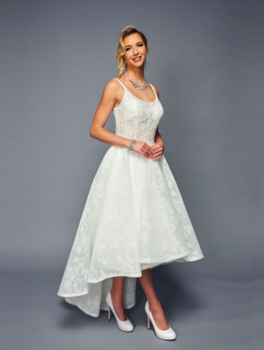 LA Merchandise LADK473 High Low Wedding Dress - IVORY - LA Merchandise