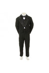 Load image into Gallery viewer, LA Merchandise LADTX100 5 pc Boys Tail Tuxedo With Jacquard Bowtie &amp; Vest - BLACK - Boys suits LA Merchandise