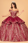Load image into Gallery viewer, LA Merchandise LAS3098 Embroidered Two Piece Quinceanera Gown - BURGUNDY GOLD - Dress LA Merchandise