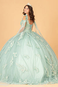 LA Merchandise LAS3099 Embroidered Lace Applique Quince Gown - - Dress LA Merchandise