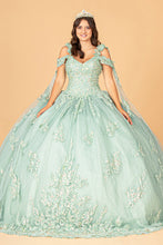 Load image into Gallery viewer, LA Merchandise LAS3099 Embroidered Lace Applique Quince Gown - SAGE - Dress LA Merchandise