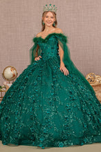 Load image into Gallery viewer, LA Merchandise LAS3101 Mesh Quinceanera Dress w/ Side Mesh Drape - GREEN - Dress LA Merchandise