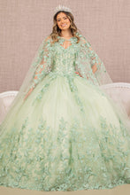 Load image into Gallery viewer, LA Merchandise LAS3104 3D Butterfly Appliques Ball Gown - SAGE - Dress LA Merchandise