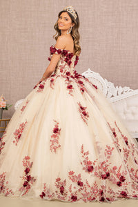 LA Merchandise LAS3105 3D Floral Applique Quince Dress - - Dress LA Merchandise