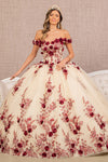 Load image into Gallery viewer, LA Merchandise LAS3105 3D Floral Applique Quince Dress - BURGUNDY NUDE - Dress LA Merchandise