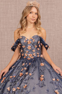 LA Merchandise LAS3106 Glitter Off Shoulder Floral Quince Gown - - Dress LA Merchandise
