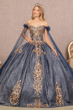 Load image into Gallery viewer, LA Merchandise LAS3107 Feather Sequin Quinceanera Gown - NAVY BLUE - Dress LA Merchandise