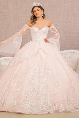 LA Merchandise LAS3109 Bell Sleeves Quince Dress - BLUSH - Dress LA Merchandise