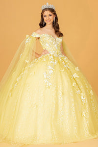 LA Merchandise LAS3111 Sweetheart Floral Ball Gown - YELLOW - Dress LA Merchandise