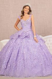 LA Merchandise LAS3112 Embroidered Lace Quince Gown - LILAC - Dress LA Merchandise