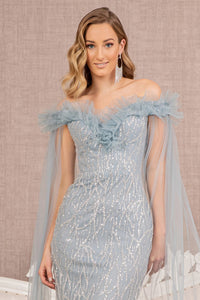 LA Merchandise LAS3120 Embellished long dress w/ Side Long Mesh Layer - - Dress LA Merchandise