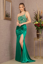 Load image into Gallery viewer, LA Merchandise LAS3125 Ruched Back Satin Mermaid Dress - EMERALD GREEN - Dress LA Merchandise