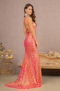 LA Merchandise LAS3127 Corset High Slit Sequin Evening Gown - - Dress LA Merchandise