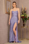 Load image into Gallery viewer, LA Merchandise LAS3127 Corset High Slit Sequin Evening Gown - LILAC - Dress LA Merchandise