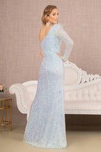 Load image into Gallery viewer, LA Merchandise LAS3128 One Shoulder Asymmetric Feather Sequin Formal Dress - - Dress LA Merchandise