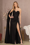 Load image into Gallery viewer, LA Merchandise LAS3136 Side Ruched One Shoulder Evening Gown - BLACK - Dress LA Merchandise