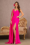 Load image into Gallery viewer, LA Merchandise LAS3136 Side Ruched One Shoulder Evening Gown - FUCHSIA - Dress LA Merchandise