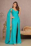 Load image into Gallery viewer, LA Merchandise LAS3136 Side Ruched One Shoulder Evening Gown - LAKE BLUE - Dress LA Merchandise