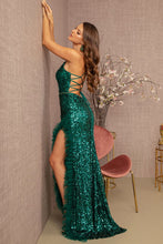 Load image into Gallery viewer, LA Merchandise LAS3143 Sleeveless V-Neck Sequin High Slit Prom Dress - - Dress LA Merchandise