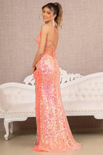 Load image into Gallery viewer, LA Merchandise LAS3143 Sleeveless V-Neck Sequin High Slit Prom Dress - - Dress LA Merchandise