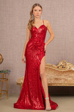 Load image into Gallery viewer, LA Merchandise LAS3146 Sequin Embroidery Prom Gown - BURGUNDY - Dress LA Merchandise