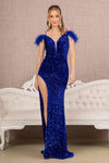 Load image into Gallery viewer, LA Merchandise LAS3149 Cold Shoulder Velvet Evening Gown - ROYAL BLUE - Dress LA Merchandise