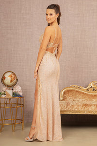 LA Merchandise LAS3151 V-neck Sheer Bodice Mermaid Dress - - Dress LA Merchandise