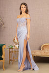 Load image into Gallery viewer, LA Merchandise LAS3162 Off Shoulder Embellished Sheer Corset Mermaid Formal Gown - PERIWINKLE BLUE - Dress LA Merchandise