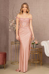 Load image into Gallery viewer, LA Merchandise LAS3162 Off Shoulder Embellished Sheer Corset Mermaid Formal Gown - ROSE GOLD - Dress LA Merchandise
