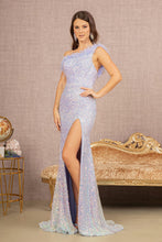 Load image into Gallery viewer, LA Merchandise LAS3165 Sequin Asymmetric Feather Evening Gown - PERIWINKLE BLUE - Dress LA Merchandise