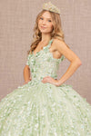 Load image into Gallery viewer, LA Merchandise LAS3173 3D Flower Mesh Ball Gown w/ Corset Back - - Dress LA Merchandise