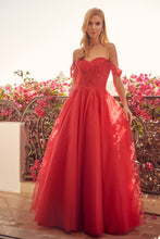Load image into Gallery viewer, LA Merchandise LAT280 Off Shoulder Pageant Long Formal Evening Gown - RED - LA Merchandise