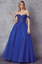 Load image into Gallery viewer, LA Merchandise LAT280 Off Shoulder Pageant Long Formal Evening Gown - ROYAL BLUE - LA Merchandise