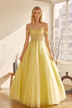 Load image into Gallery viewer, LA Merchandise LAT280 Off Shoulder Pageant Long Formal Evening Gown - YELLOW - LA Merchandise