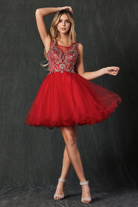 LA Merchandise LAT749 Beaded Hoco Party Cocktail Dress - - Formal Dress Shops
